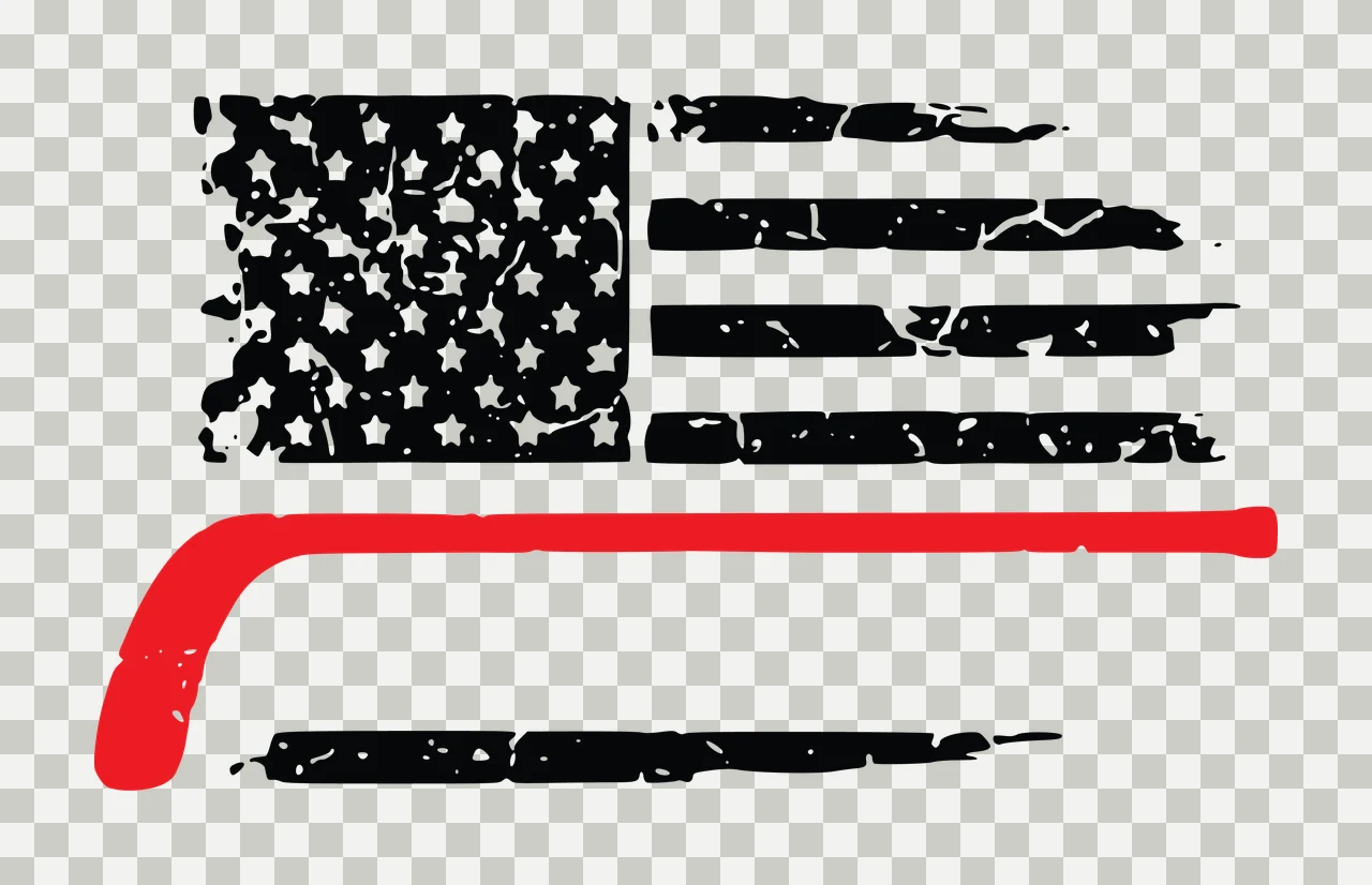 Hockey Flag Distressed Graphic With Horizontal Stick and stars transparency and detail preview thumbnail