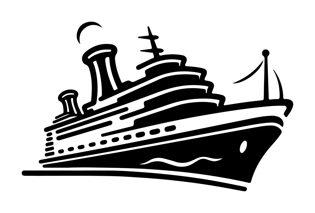 Cruise Ship Silhouette On Water floating black boat transportation