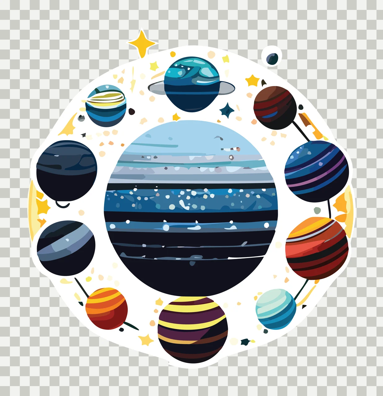 Space Planet With Star And Dot Silhouette Floating sphere circle transparency and detail preview thumbnail