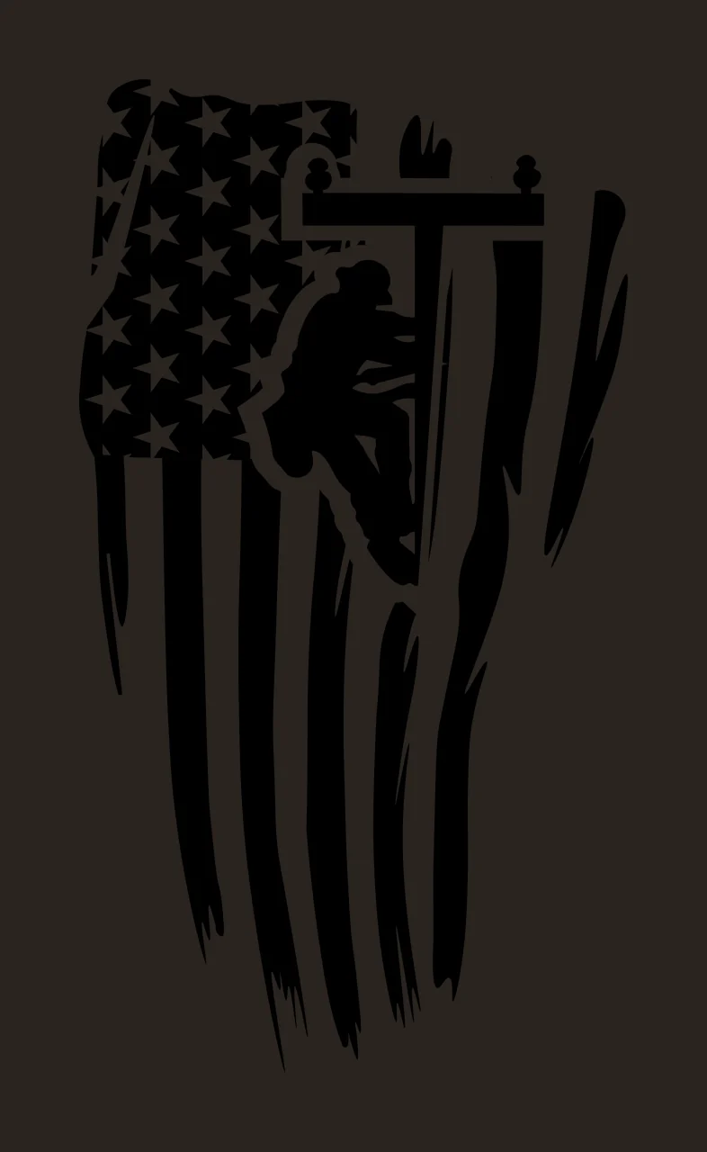 Lineman Climbing Utility Pole Flag Graphic silhouette black contrast preview thumbnail