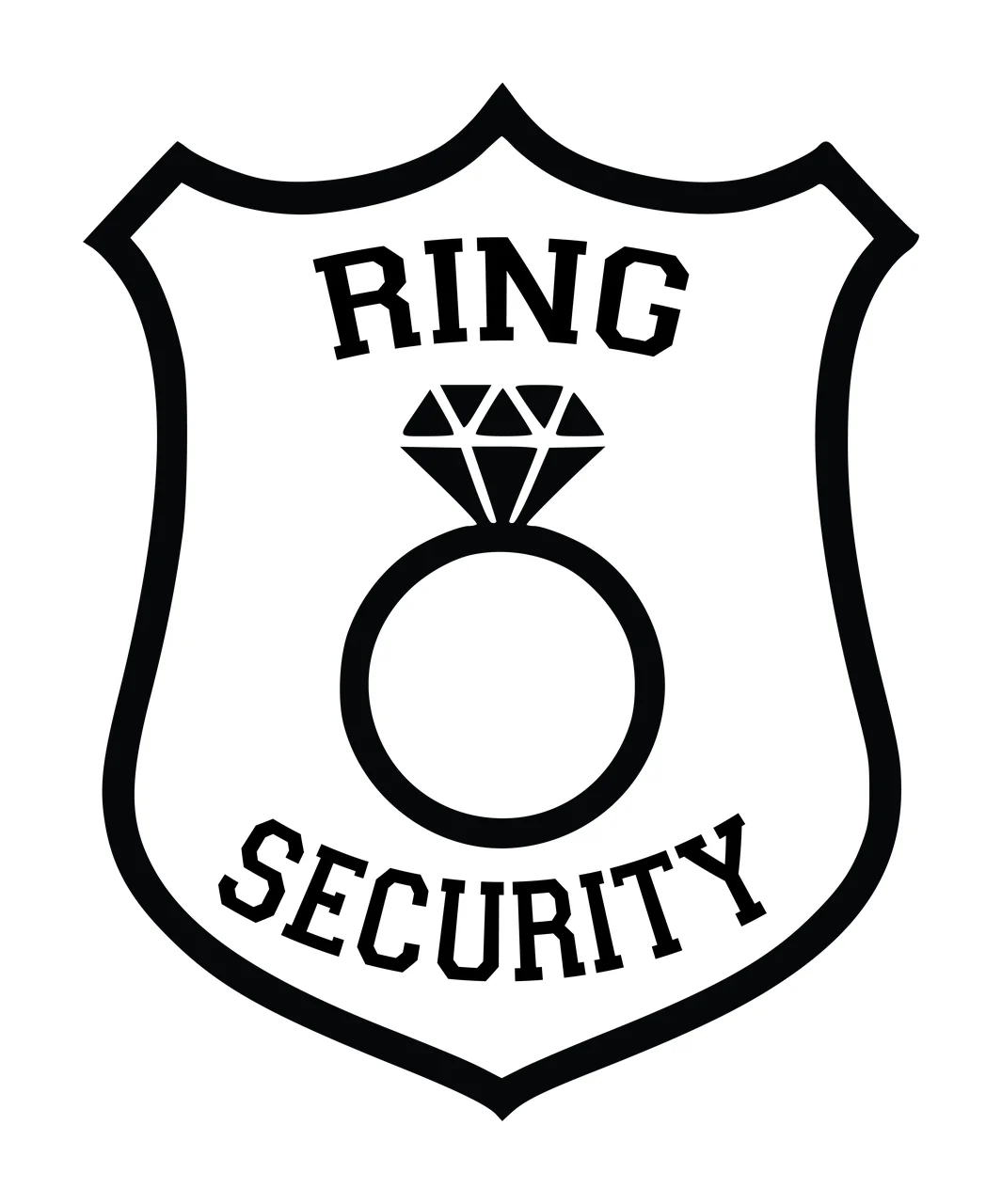 Ring Security Shield Emblem With Icon And Text black white
