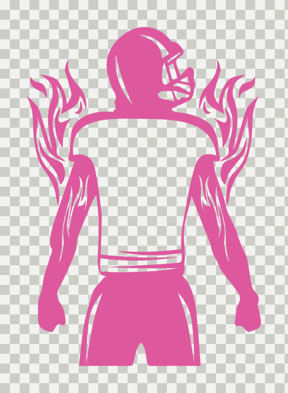 Football Player Silhouette With Flame Accents standing flames transparency and detail preview thumbnail