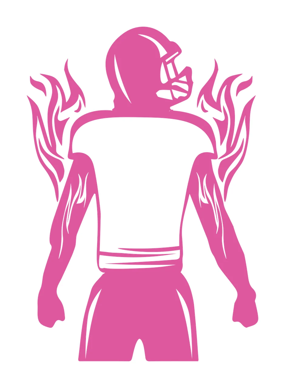 Football Player Silhouette With Flame Accents standing flames