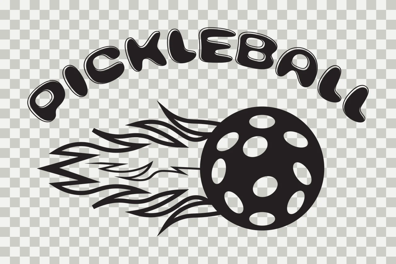 Pickleball Ball With Trailing Flames Silhouette black flame transparency and detail preview thumbnail