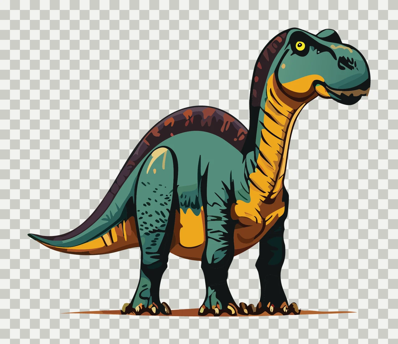 Dinosaur Long Necked Silhouette Outline standing neck tail transparency and detail preview thumbnail