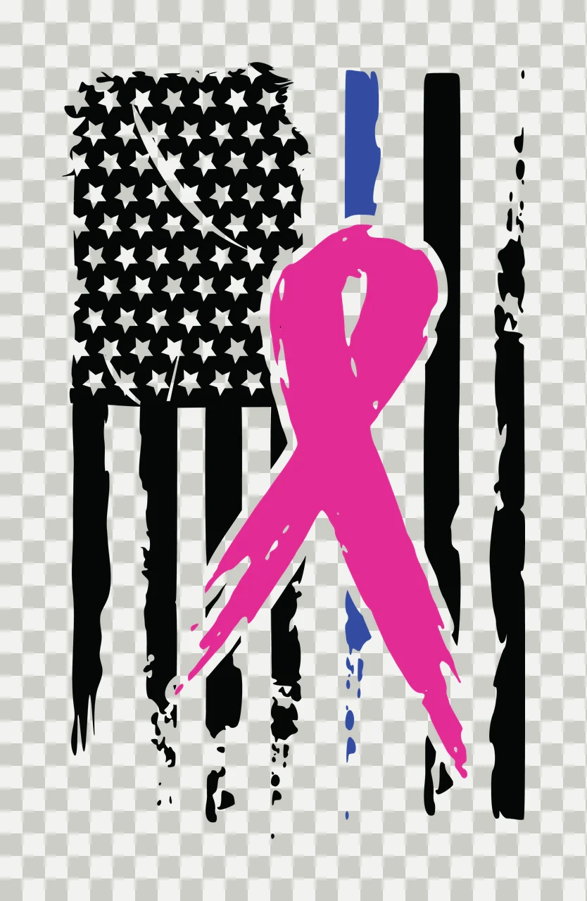 Flag Awareness Ribbon On Distressed American stars stripes transparency and detail preview thumbnail