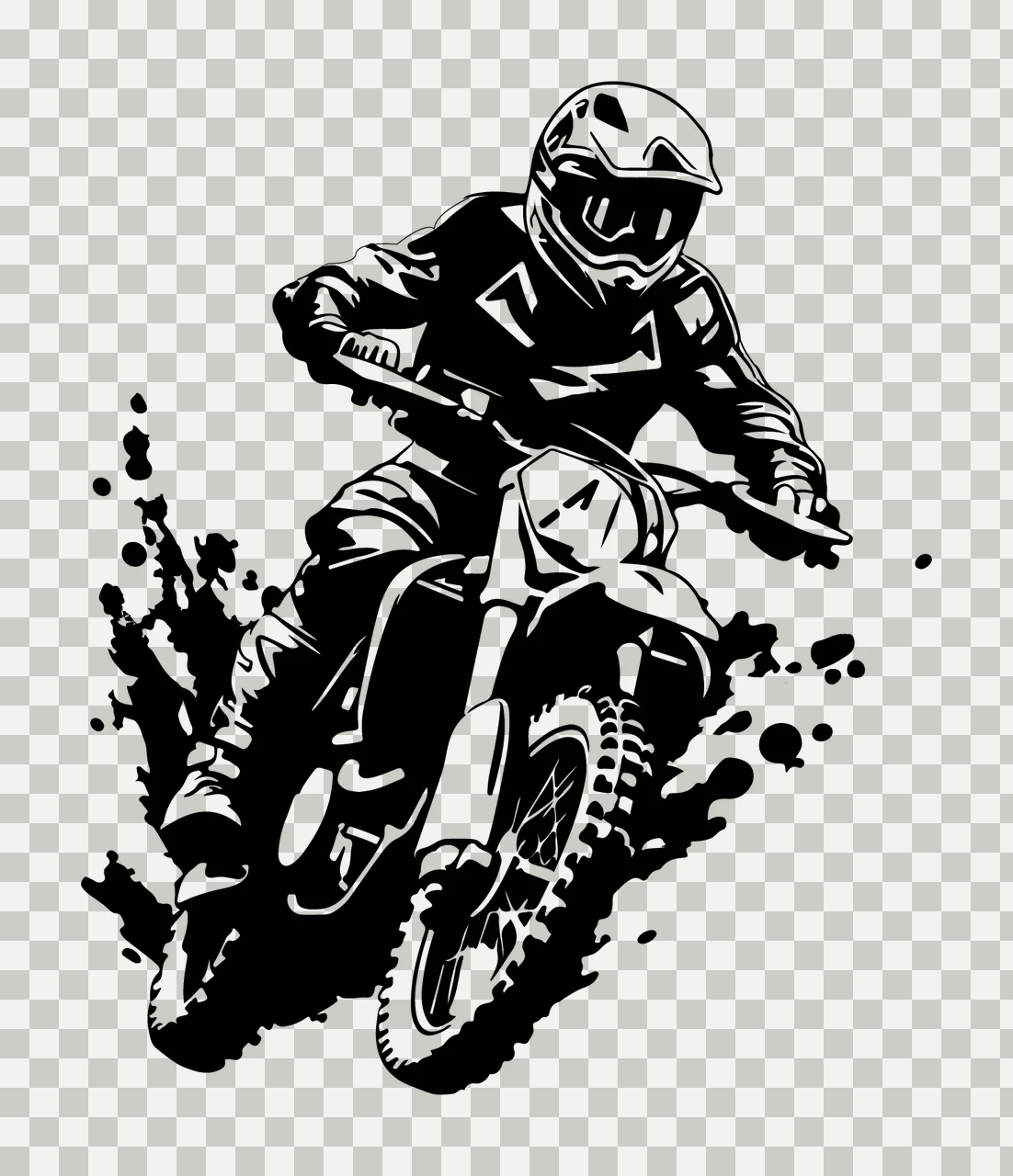 Motorcyclist Riding Off Road Bike motorcycle rider helmet mud splatter transparency and detail preview thumbnail