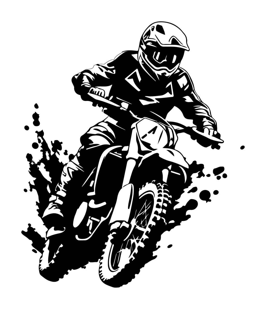Motorcyclist Riding Off Road Bike motorcycle rider helmet mud splatter
