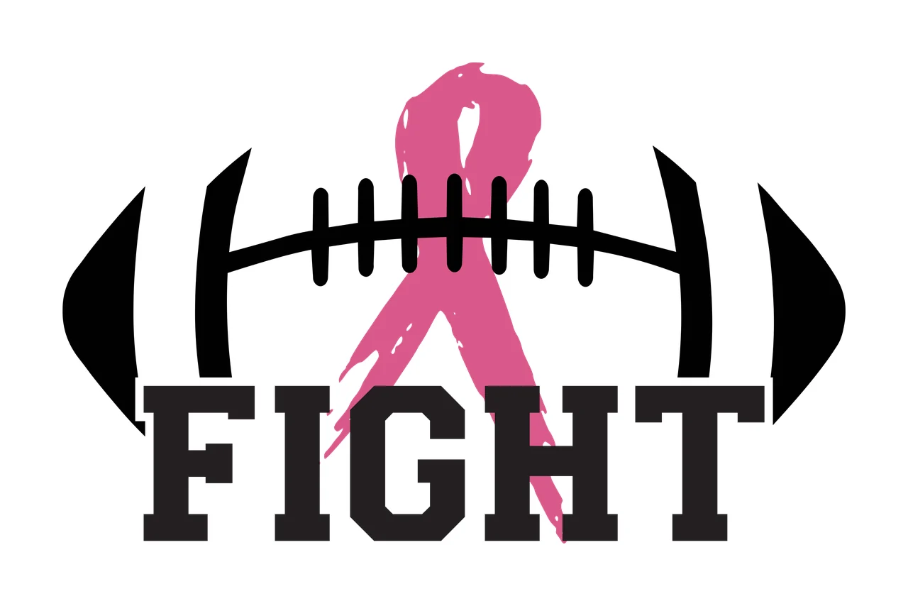 Football Fight Black Silhouette Ribbon Emblem centered white