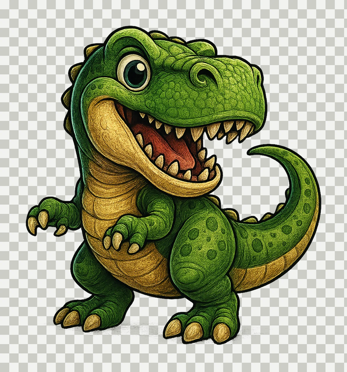 Cartoon Rex Green Dinosaur Sublimation Design Cute Baby transparency and detail preview thumbnail