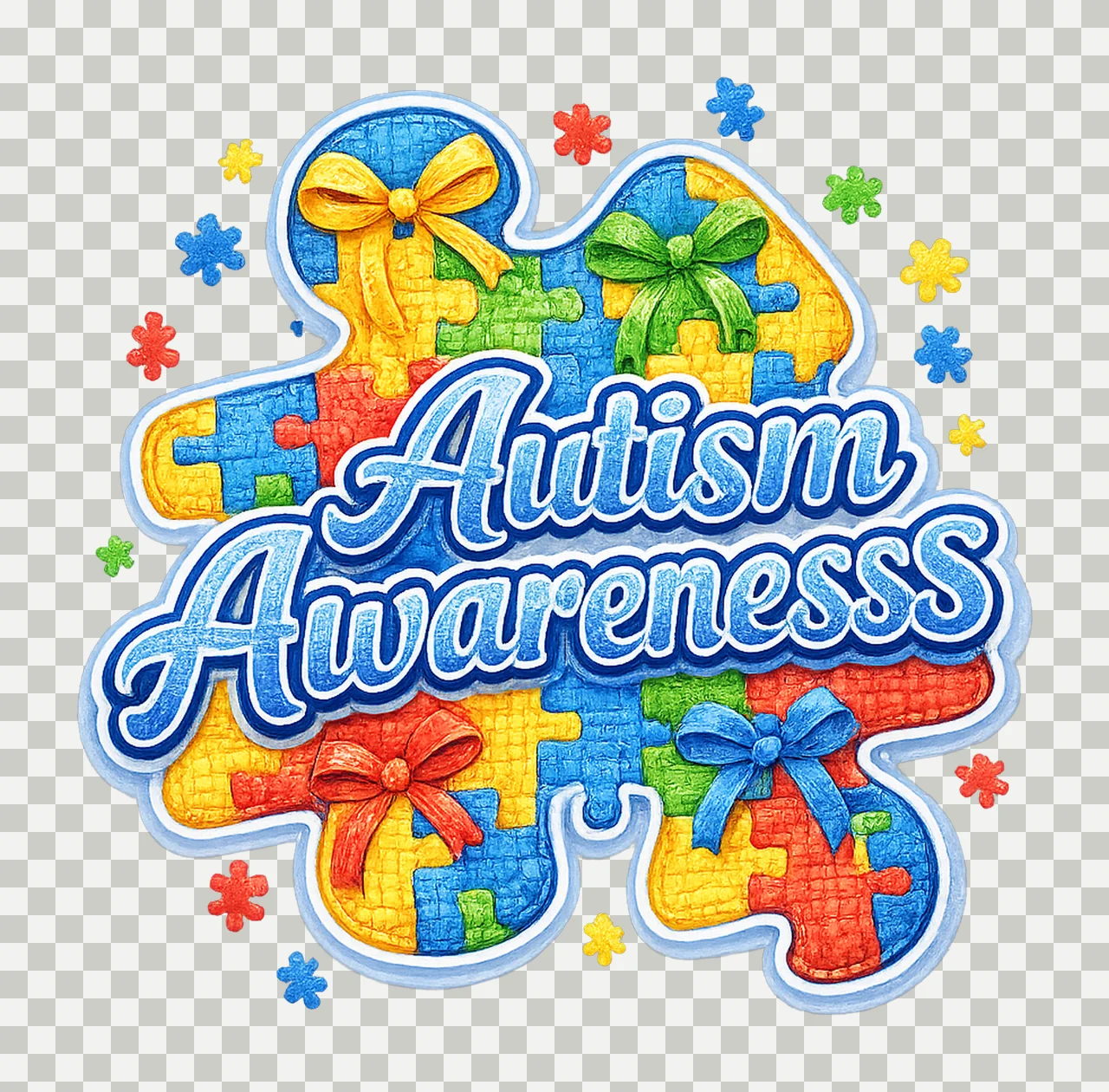 Autism Patchwork Retro Autism Awareness Design Be Kind transparency and detail preview thumbnail