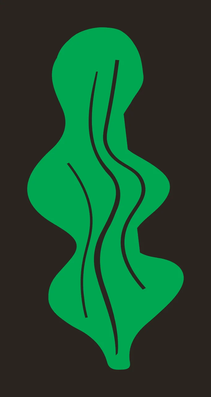 Green leaf Illustration with green wavy leaf, white line details and white background contrast preview thumbnail