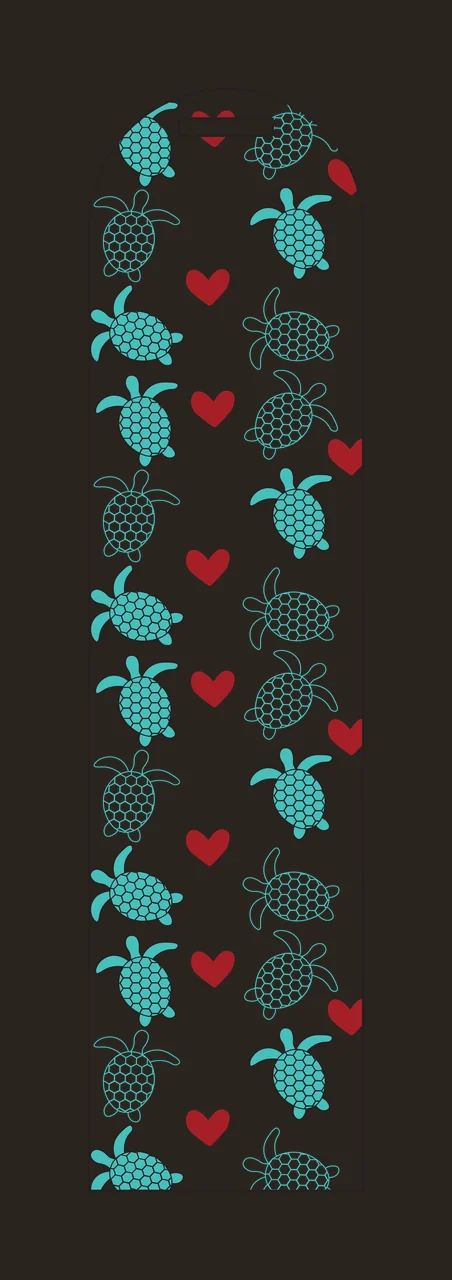 Vertical Tag With Turtle Pattern turtles hearts graphic black contrast preview thumbnail