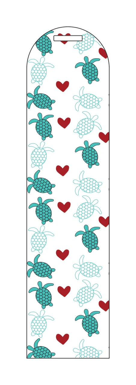 Vertical Tag With Turtle Pattern turtles hearts graphic black