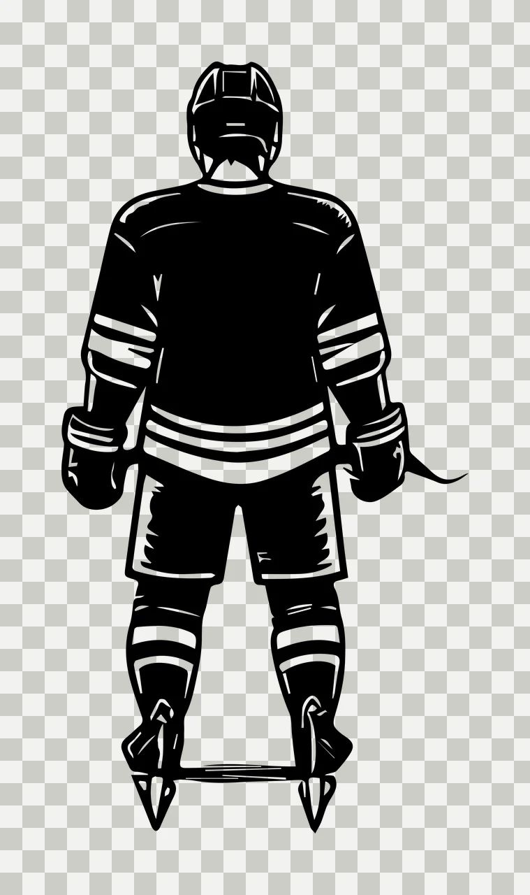 Hockey Player Ice In Rear View standing stick skates uniform transparency and detail preview thumbnail