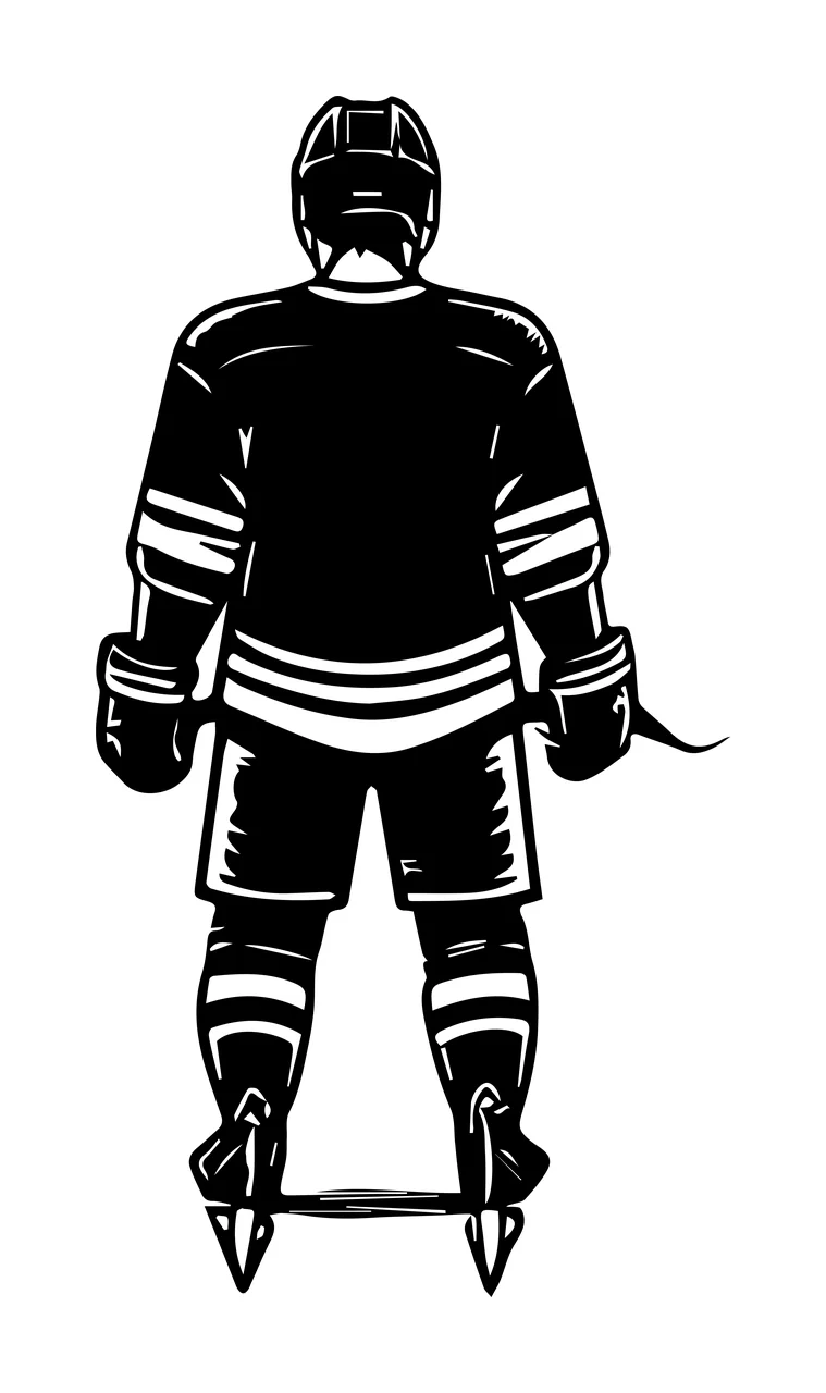 Hockey Player Ice In Rear View standing stick skates uniform