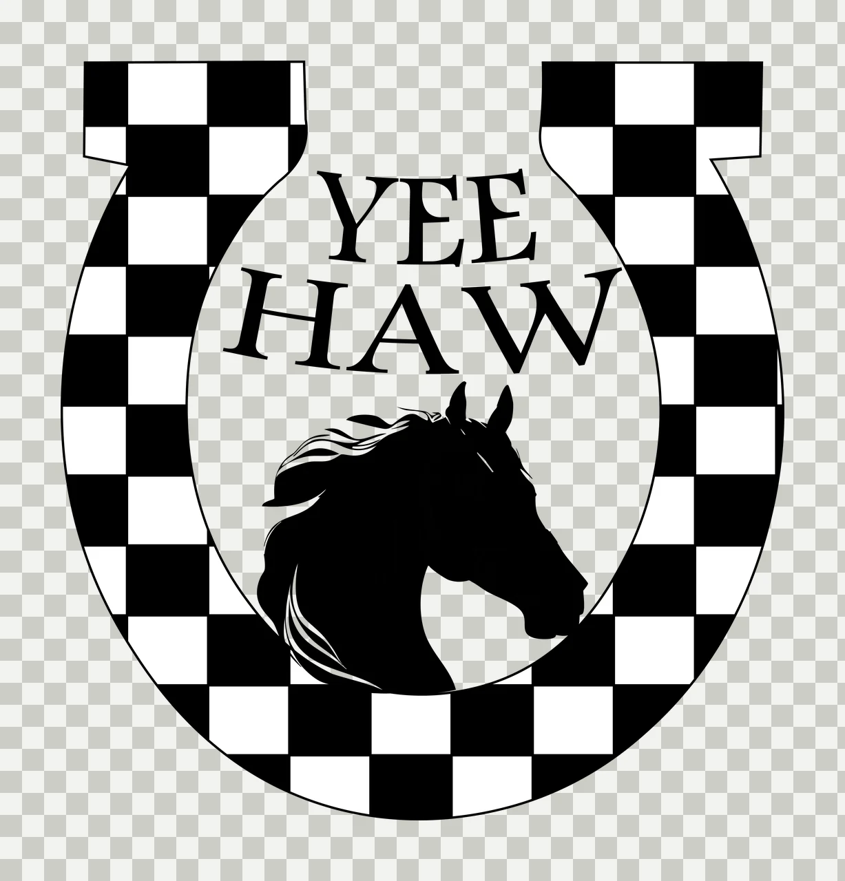 Horse Yee Haw Horseshoe And Graphic black symbol western sign transparency and detail preview thumbnail