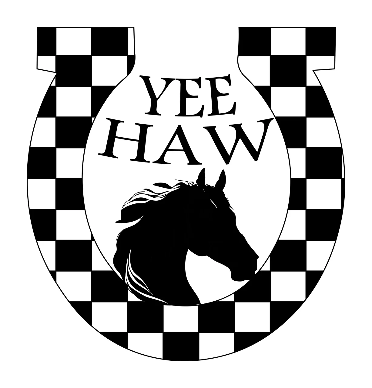 Horse Yee Haw Horseshoe And Graphic black symbol western sign