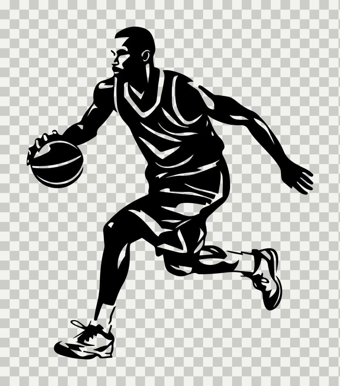 Player Basketball Dribbling Ball jersey shorts silhouette black transparency and detail preview thumbnail