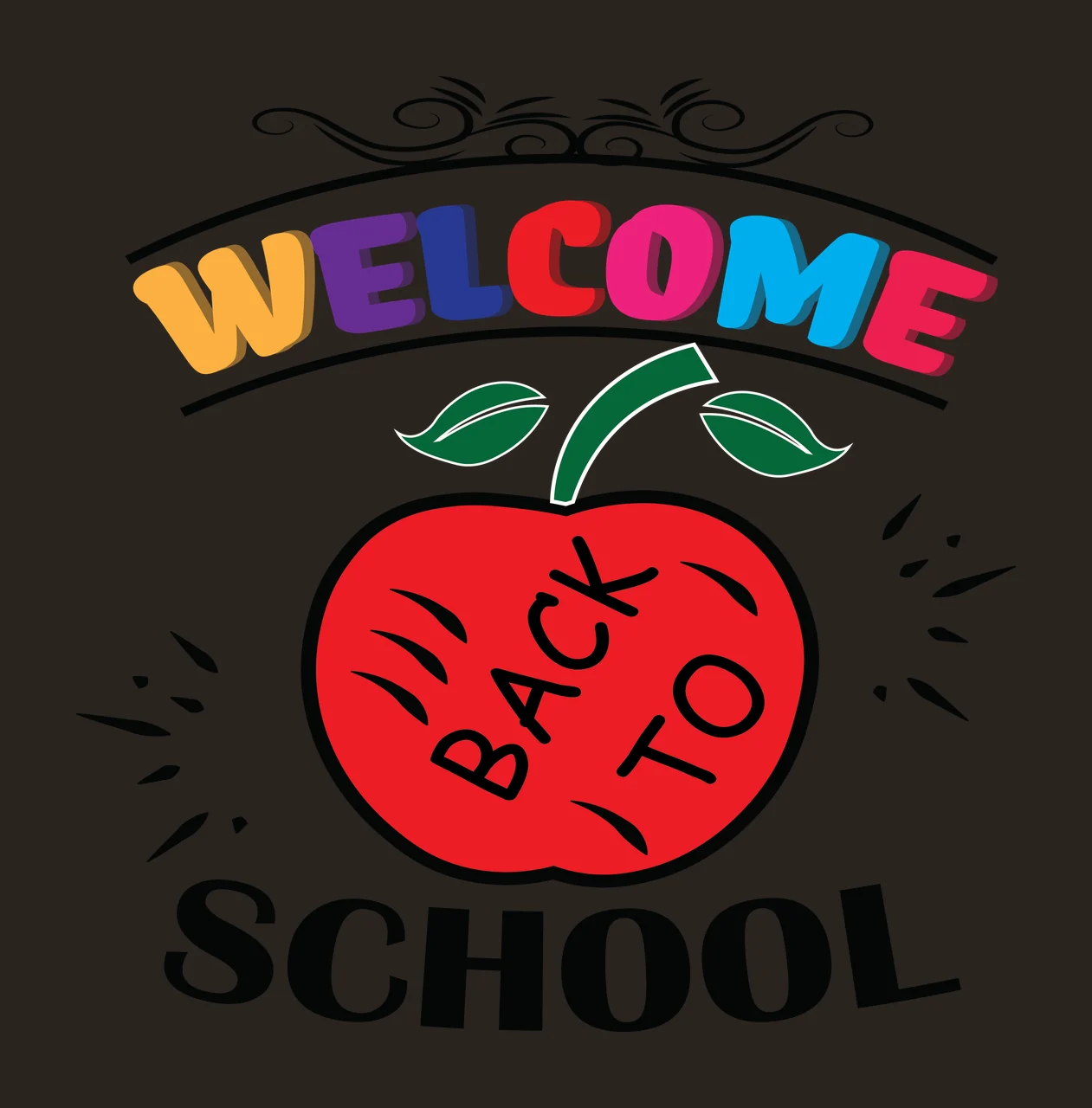 Apple Welcome School Text Graphic design swirls typographic contrast preview thumbnail
