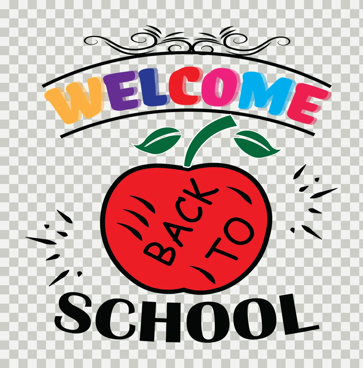 Apple Welcome School Text Graphic design swirls typographic transparency and detail preview thumbnail