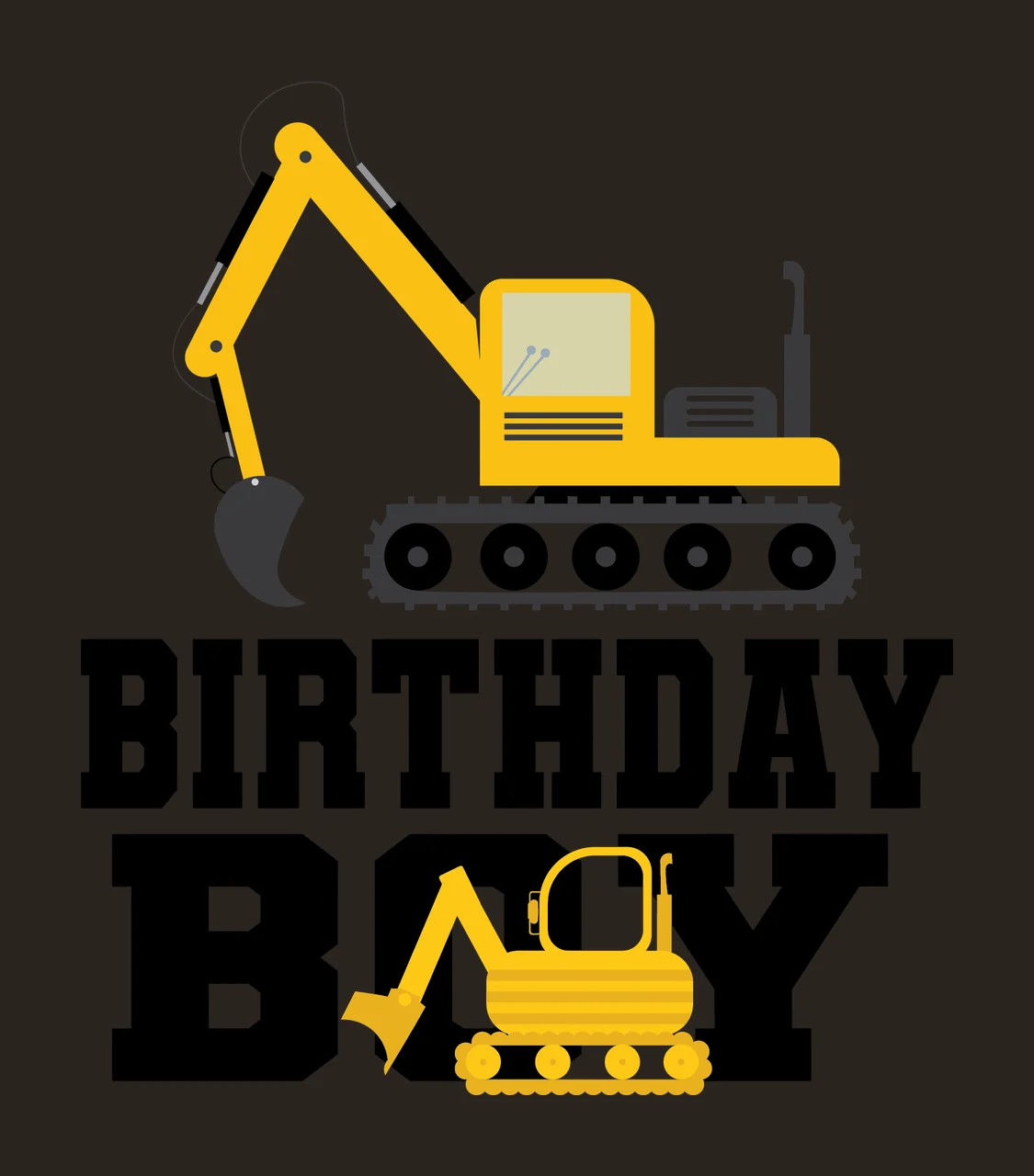 Construction Birthday Boy Excavator Theme typographic black contrast preview thumbnail