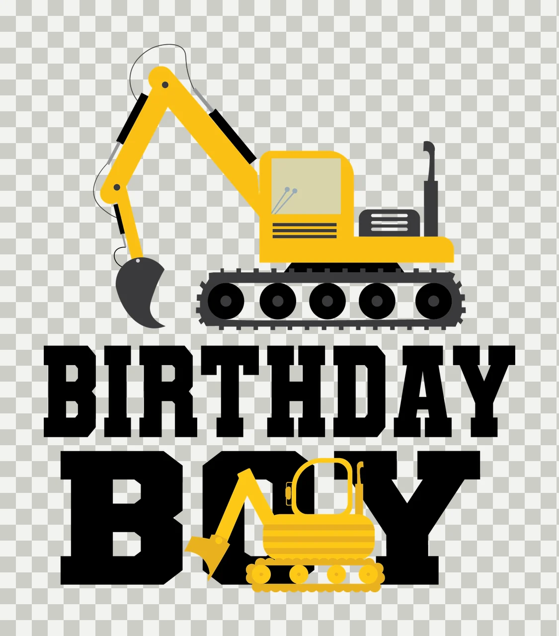 Construction Birthday Boy Excavator Theme typographic black transparency and detail preview thumbnail