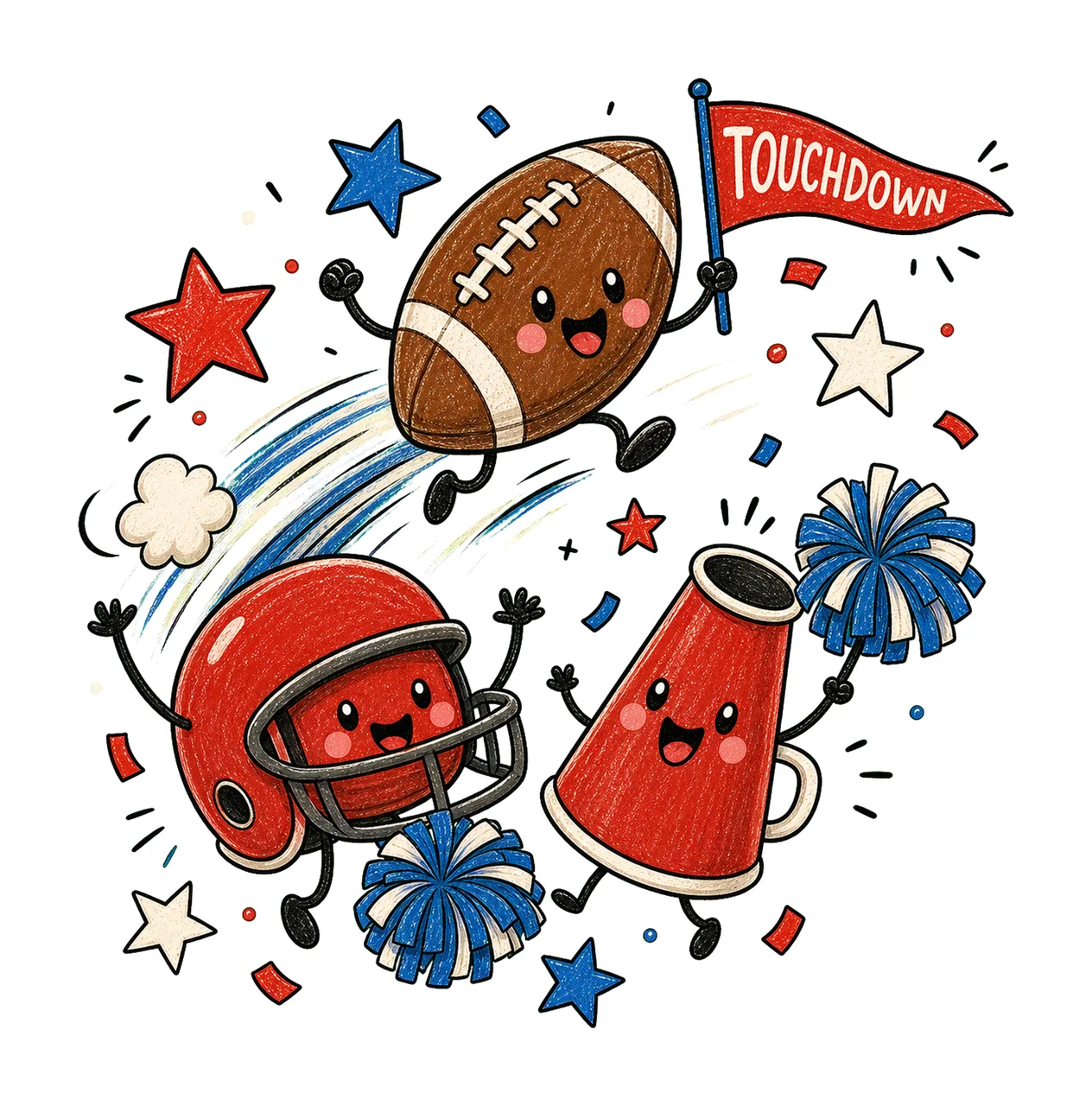 Happy Football Doodles Tailgate Game Day Variation C