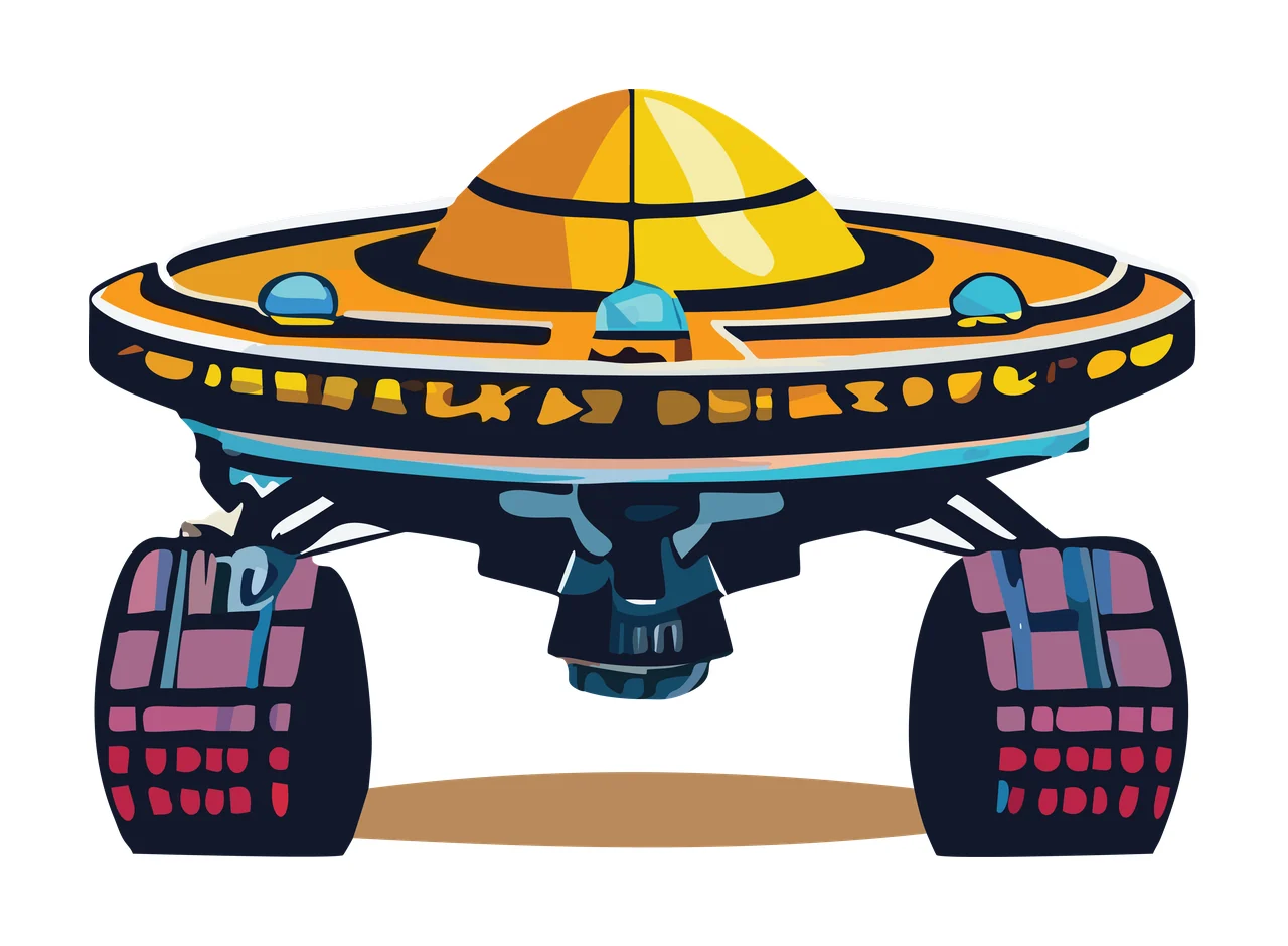 Space Spaceship Silhouette View dome black white ufo and vehicle