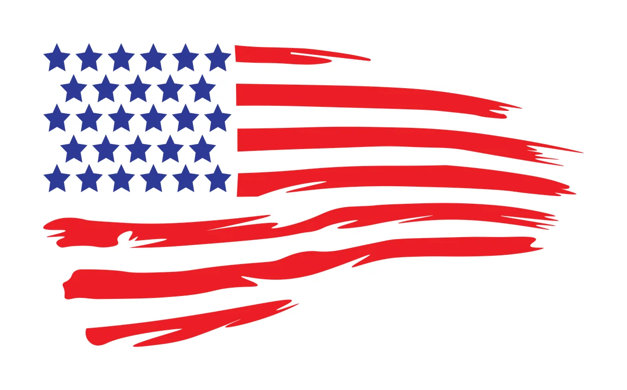 Flag Distressed American Silhouette With Stars And Horizontal strokes
