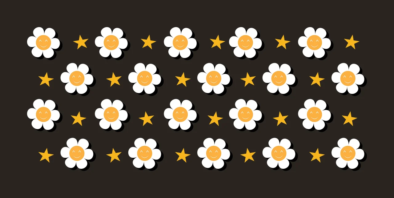 Can Glass Wrap Flowers With Smiling Faces repeating flower contrast preview thumbnail