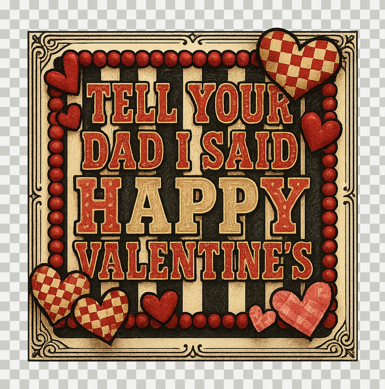 Tell Your Dad Said Happy Valentines Western Sublimation transparency and detail preview thumbnail
