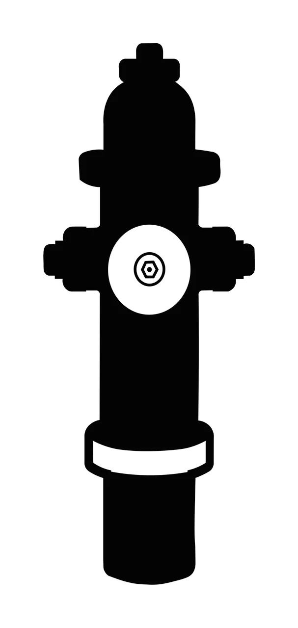 Black Silhouette Of A Fire Hydrant With White nozzle bolt cap