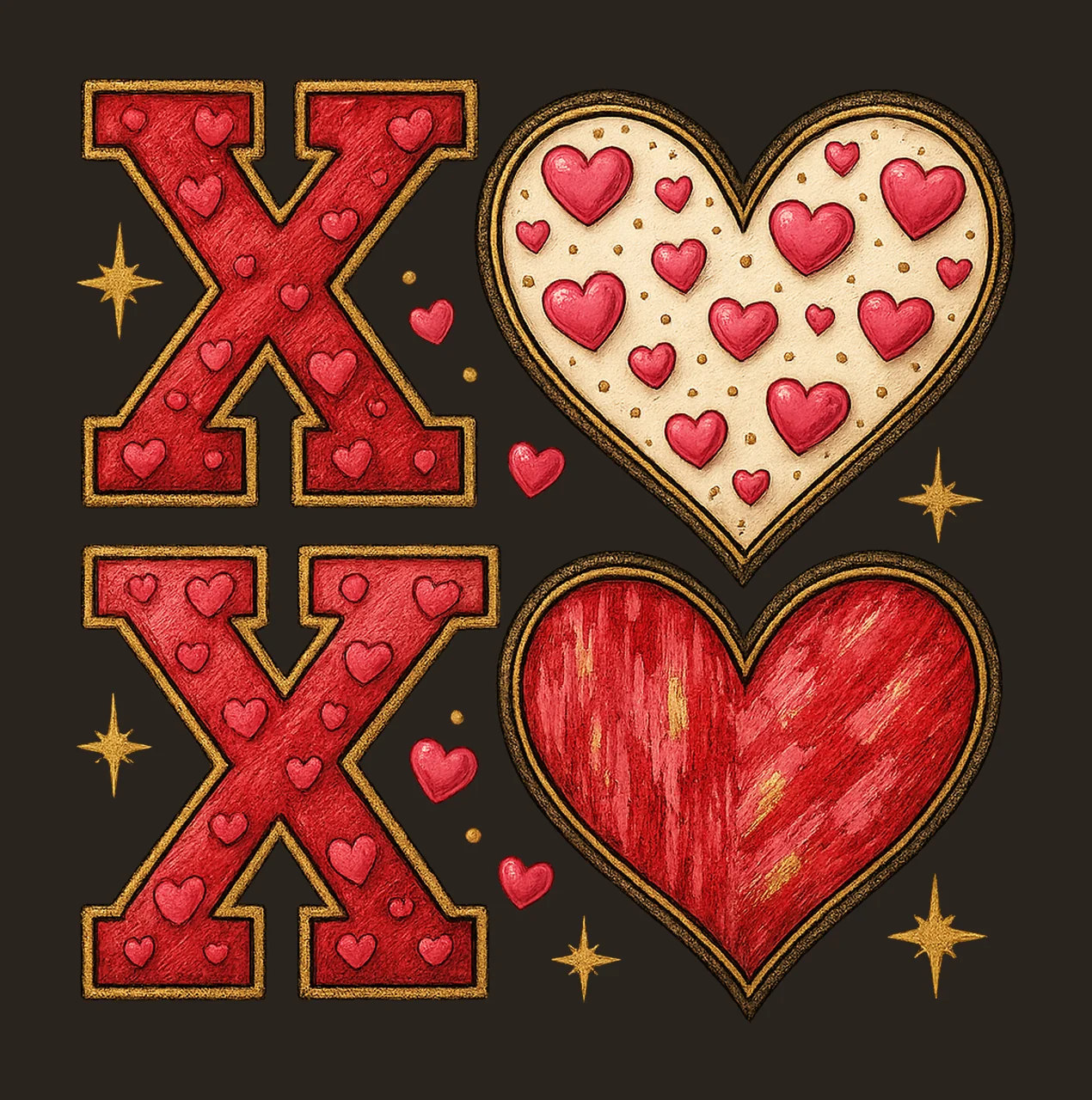 XOXO Valentine Day Heart Brushstroke Coquette Glitter Design contrast preview thumbnail