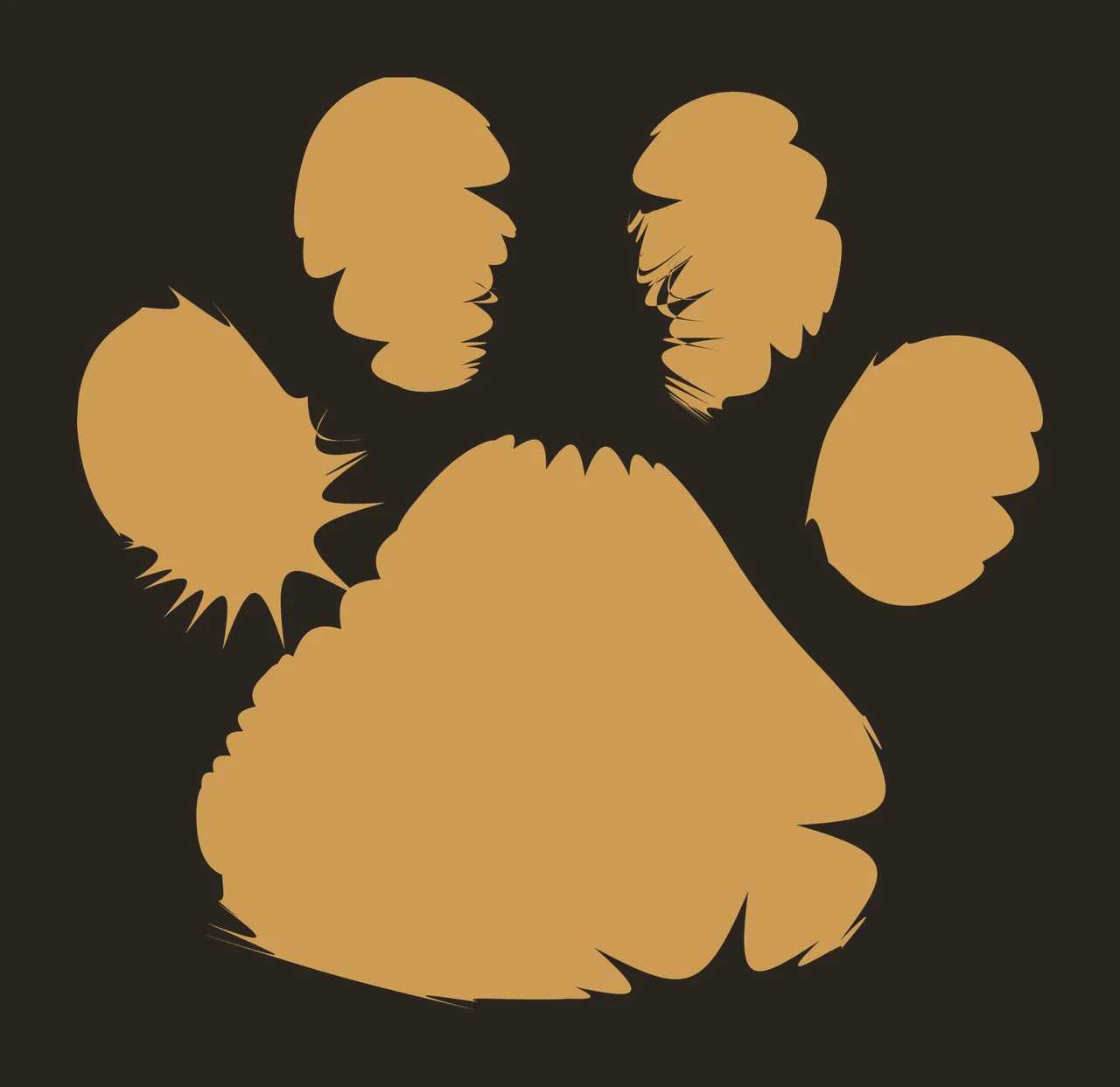 Detailed Animal Paw Print Silhouette static toes pad distressed contrast preview thumbnail