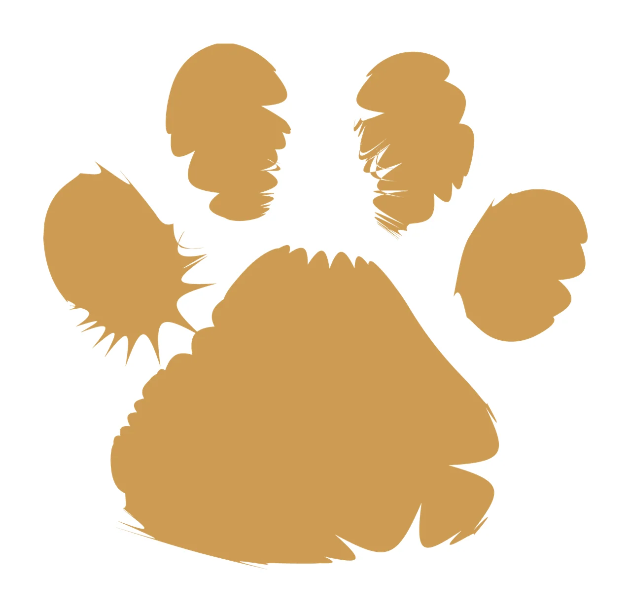 Detailed Animal Paw Print Silhouette static toes pad distressed