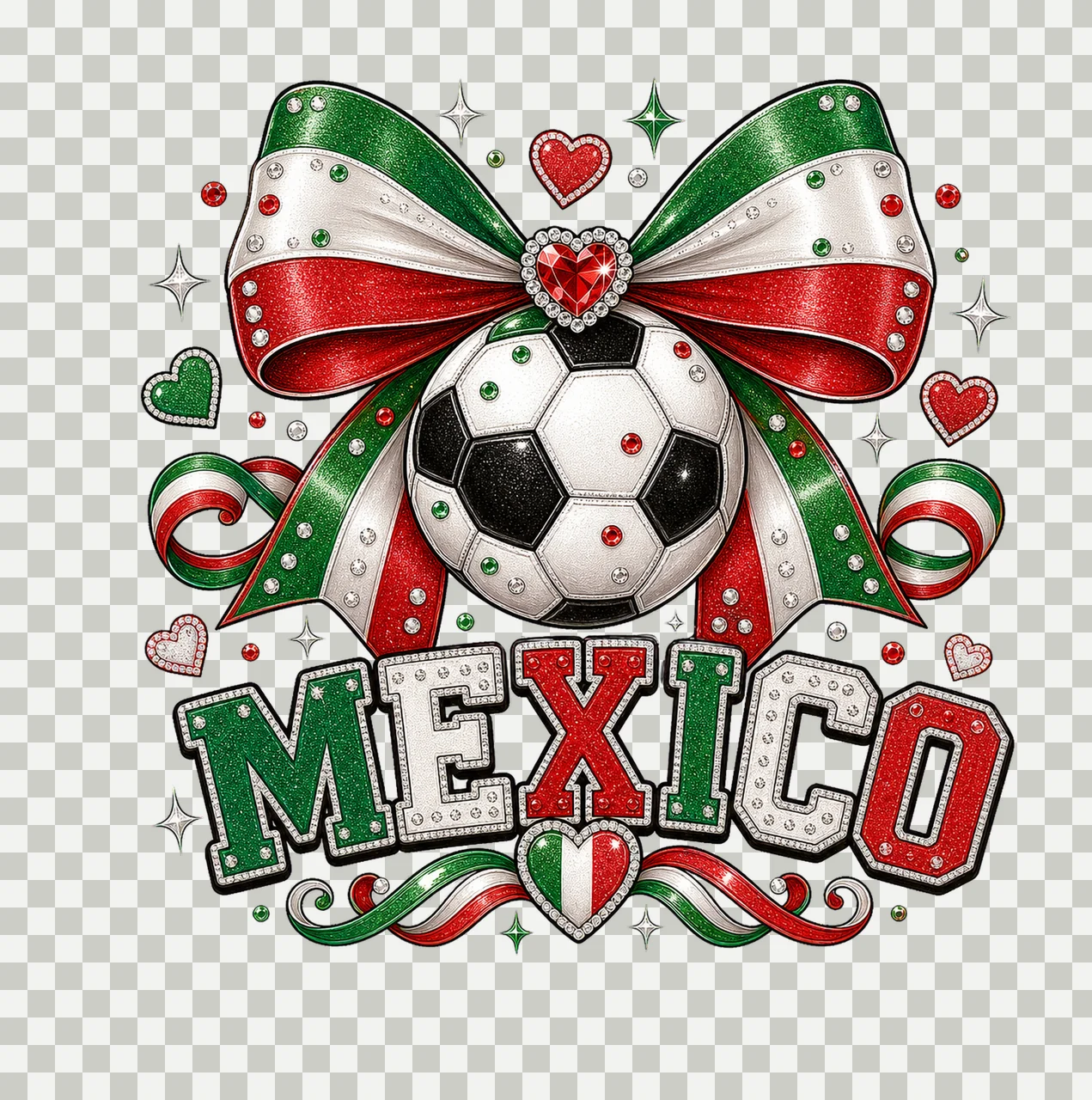 Coquette Mexico Soccer Fan sublimation instant Variation C transparency and detail preview thumbnail