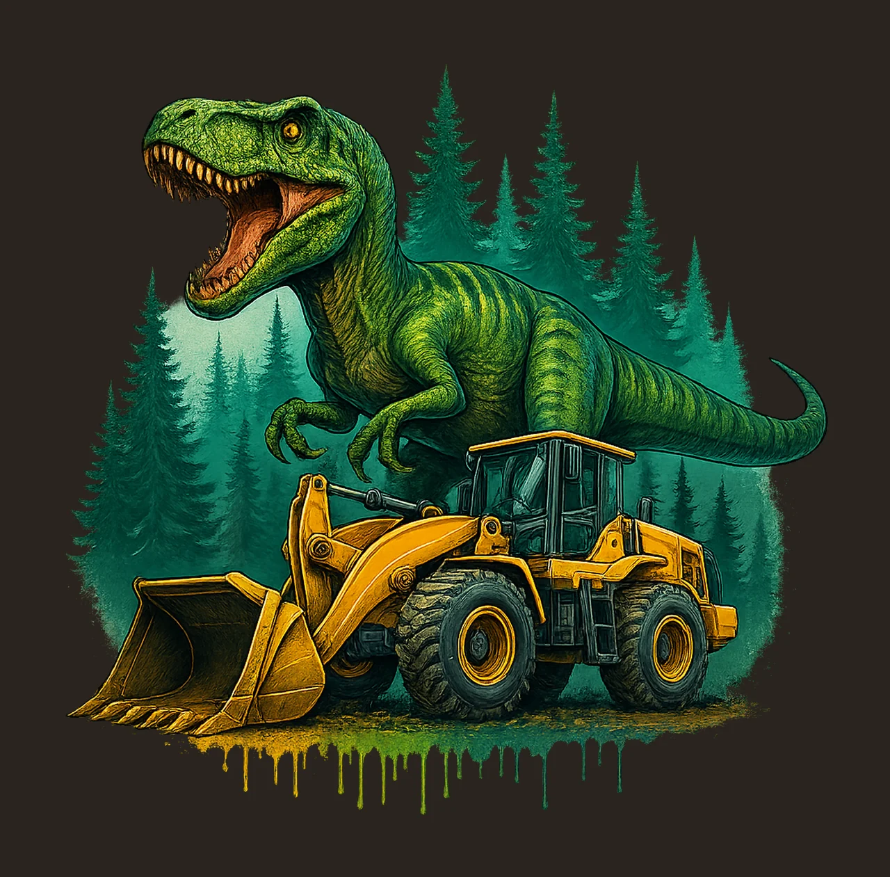 Dinosaur Sublimation Design Rex Excavator Kids Variation A contrast preview thumbnail