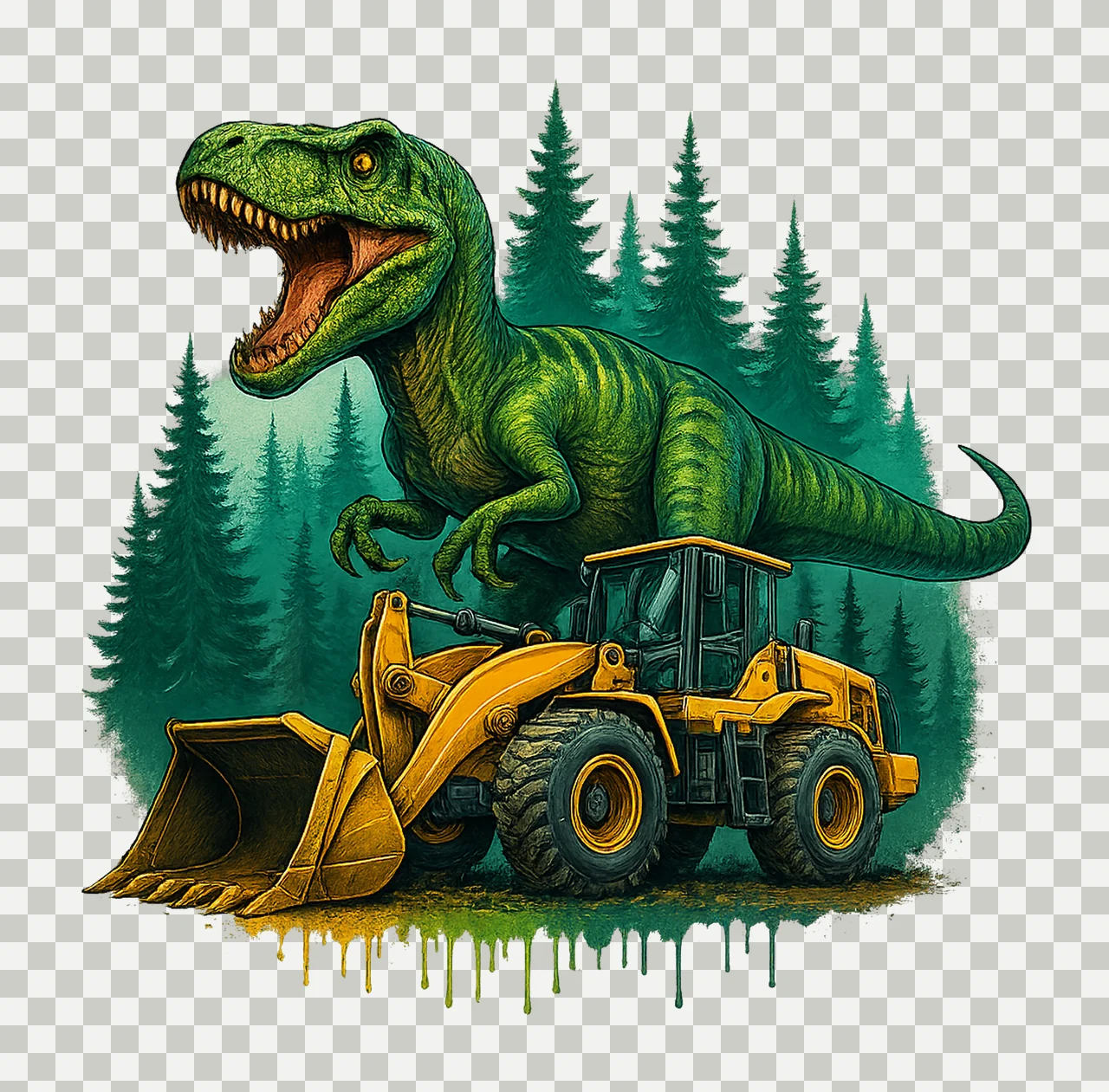 Dinosaur Sublimation Design Rex Excavator Kids Variation A transparency and detail preview thumbnail