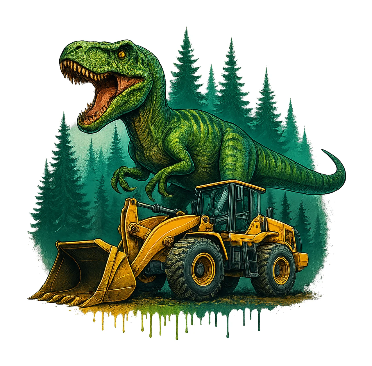 Dinosaur Sublimation Design Rex Excavator Kids Variation A