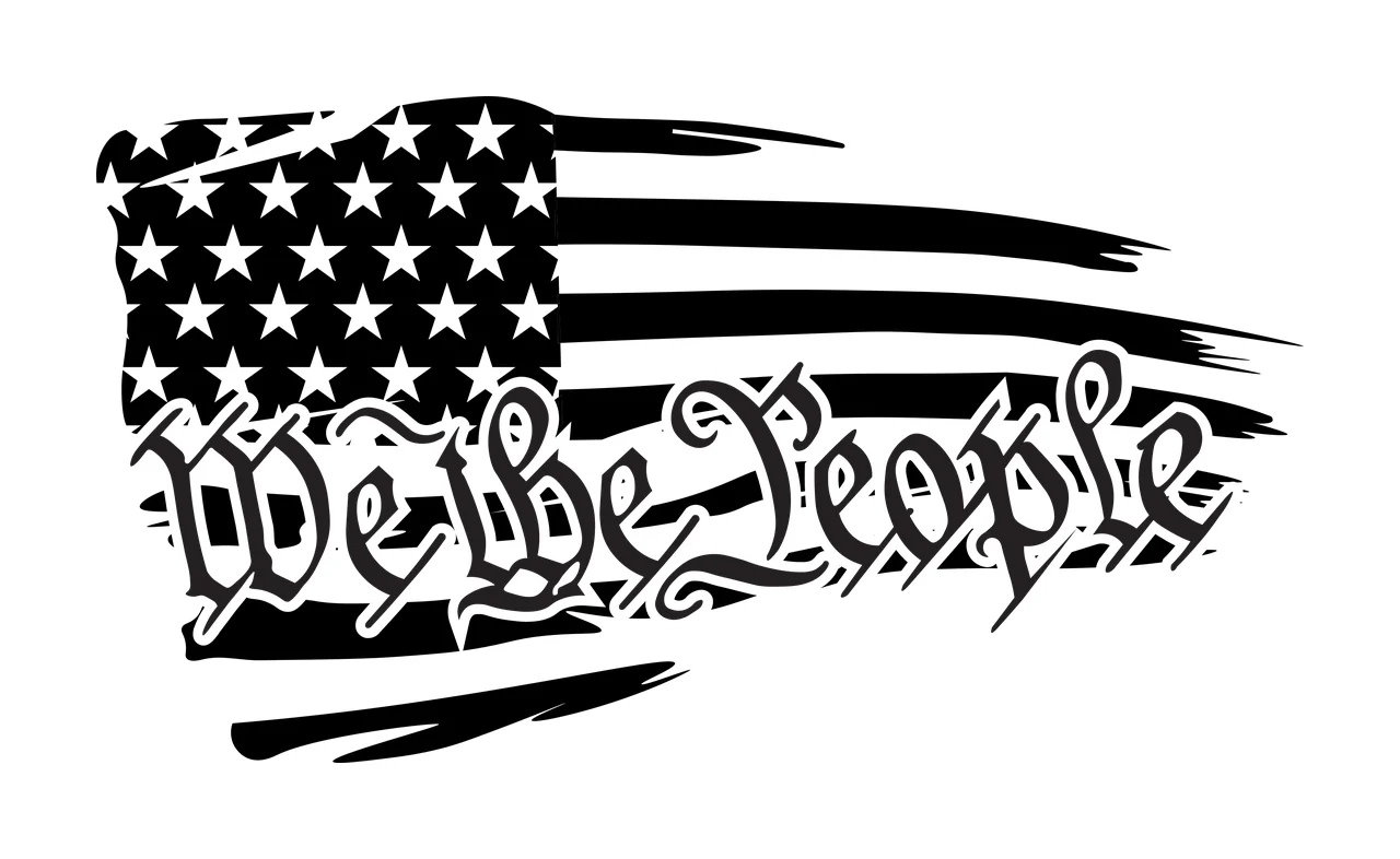 We The People Distressed Flag Silhouette floating stars stripes
