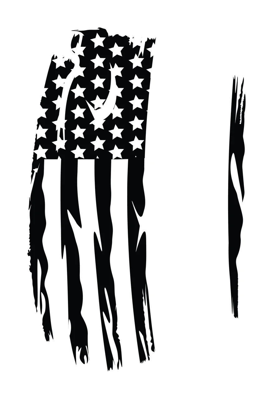 Flag American Vertical Torn Patch displaying stars stripes