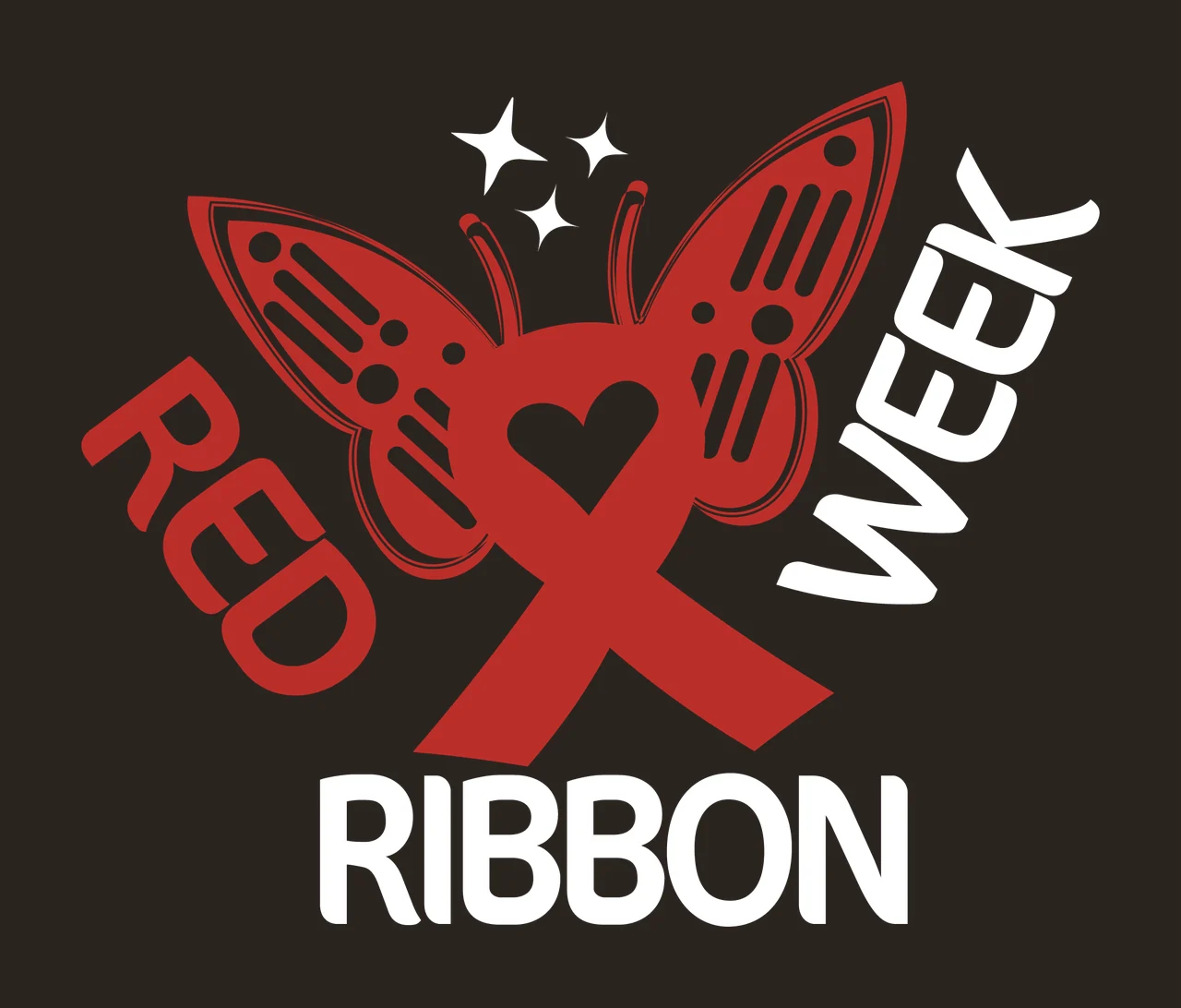 White Red Ribbon Week Text With Butterfly heart stars black contrast preview thumbnail