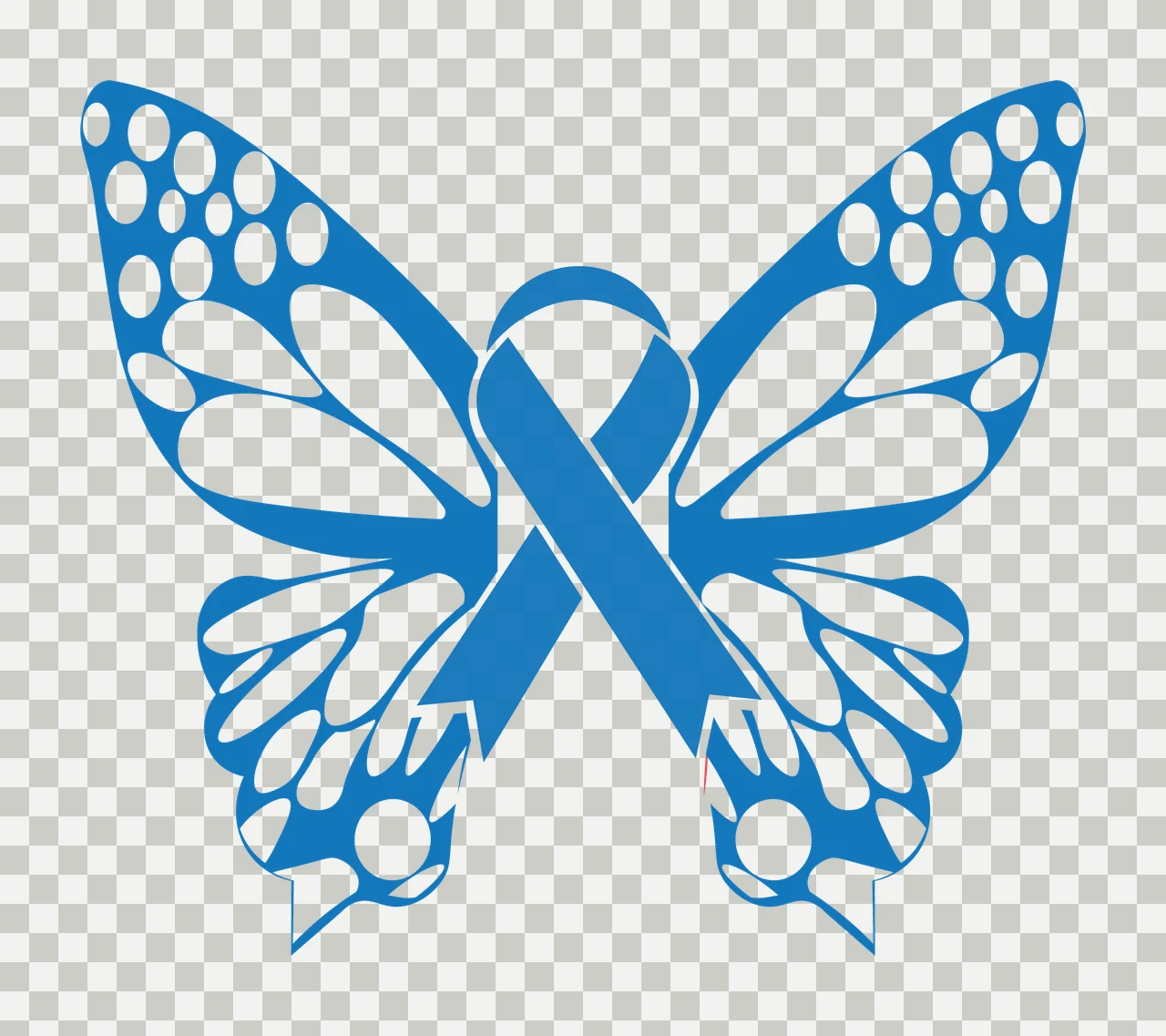 Awareness Butterfly Silhouette With Ribbon wings black insect transparency and detail preview thumbnail