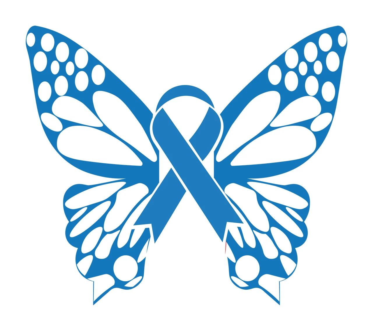 Awareness Butterfly Silhouette With Ribbon wings black insect