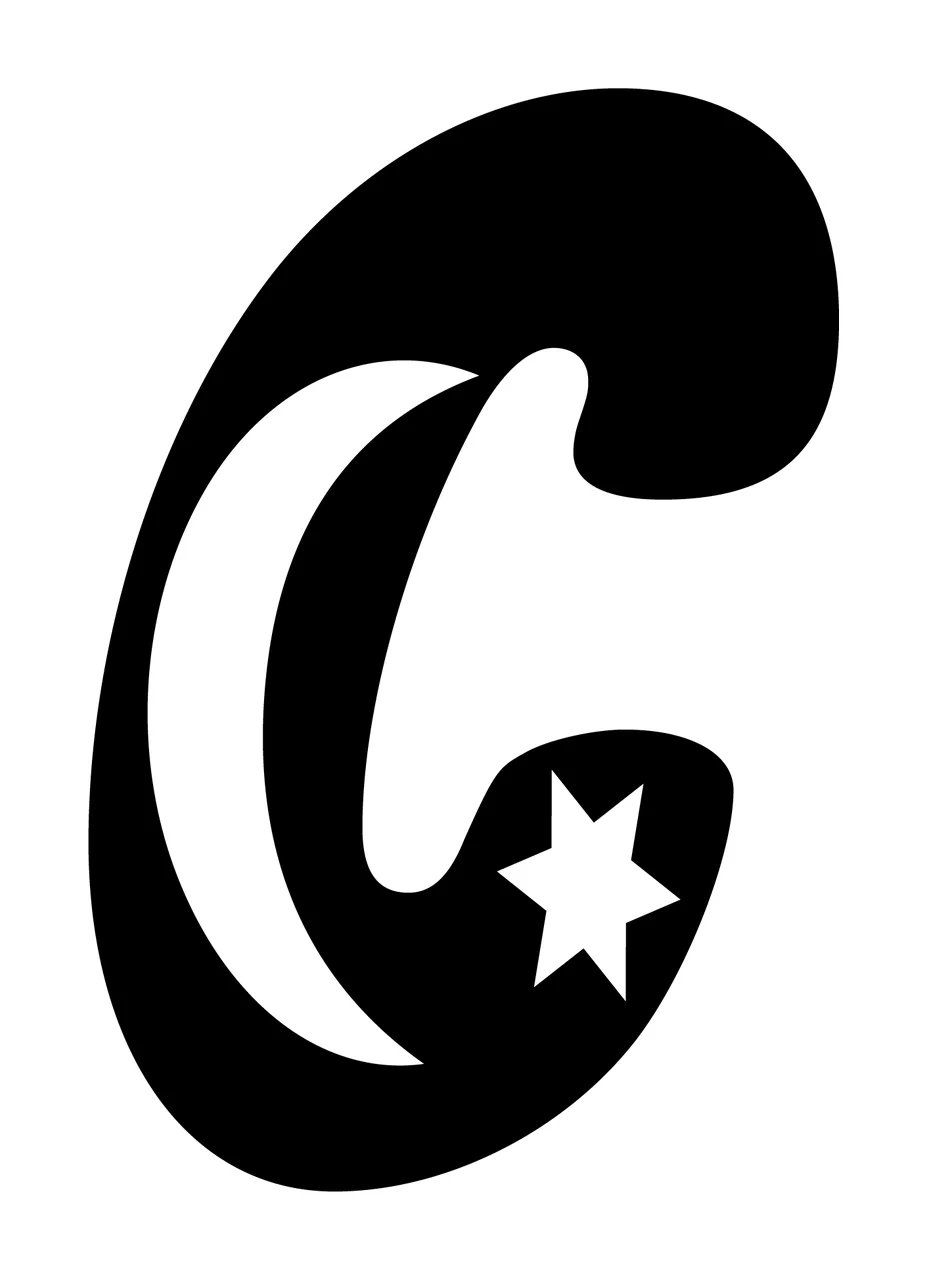 Space C Letter With Moon And Star