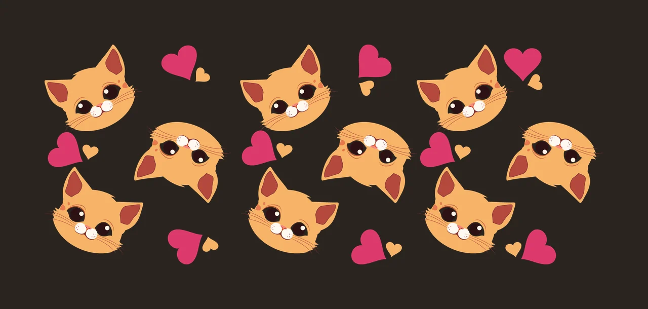 Can Glass Wrap Cat Head Pattern With Hearts heads repeating contrast preview thumbnail
