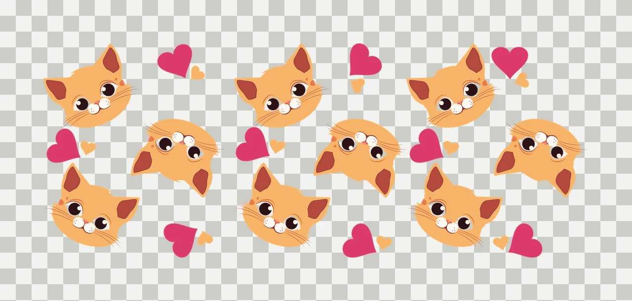 Can Glass Wrap Cat Head Pattern With Hearts heads repeating transparency and detail preview thumbnail