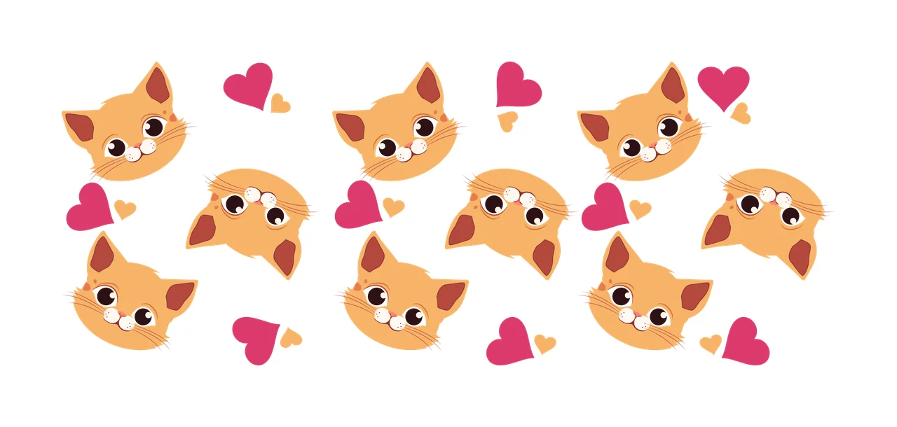 Can Glass Wrap Cat Head Pattern With Hearts heads repeating