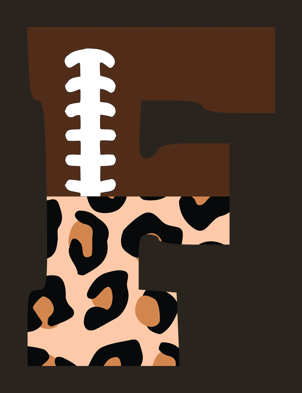 F Letter Pattern Split With Lacing And Leopard contrast preview thumbnail
